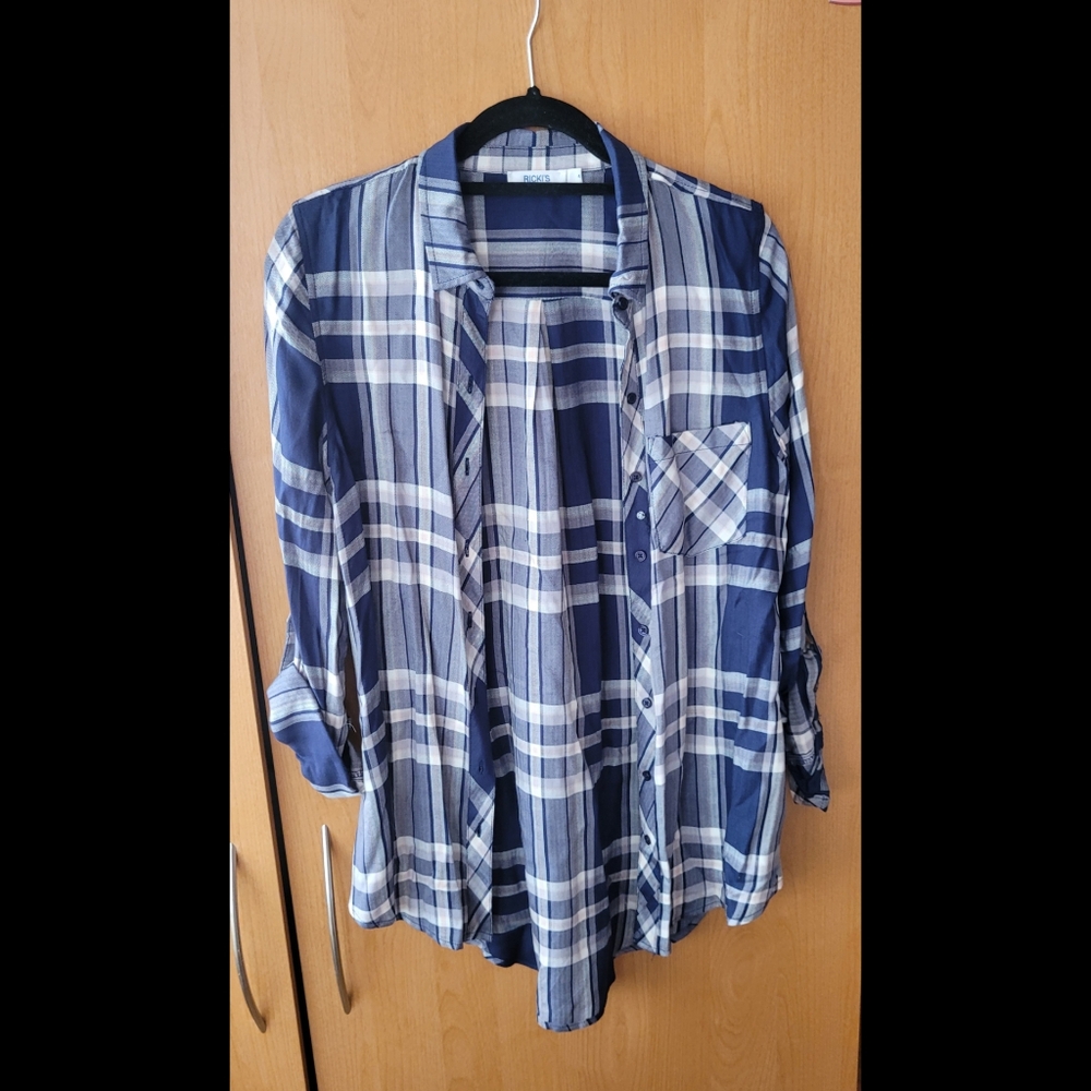 RICKI'S Relaxed Fit Long Sleeve Plaid Shirt